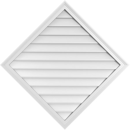 Ekena Millwork Diamond Surface Mount PVC Gable Vent: Functional, w/ 2"W x 1-1/2"P Brickmould Frame, 42"W x 42"H GVPDI42X4202SF